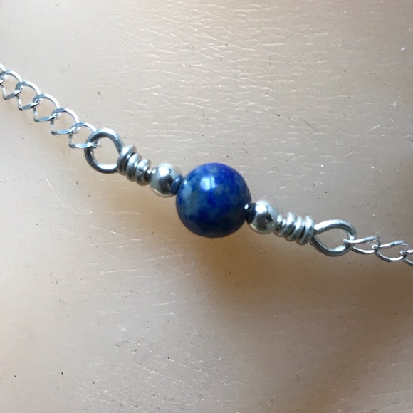 Lapis Lazuli Sterling Silver Ankle Bracelet- Lapis Lazuli Anklet - Picture 3 of 4